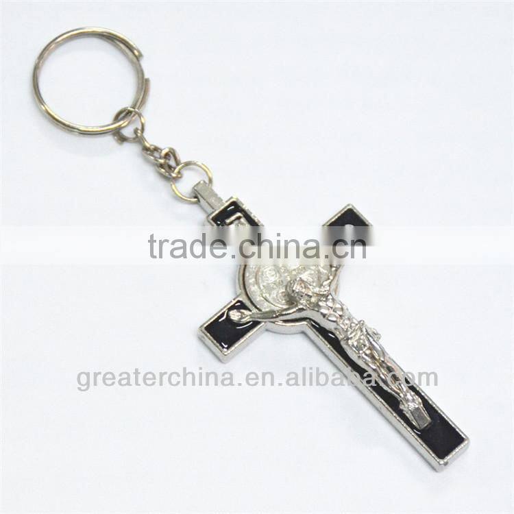Religious zinc alloy Metal cross keychain