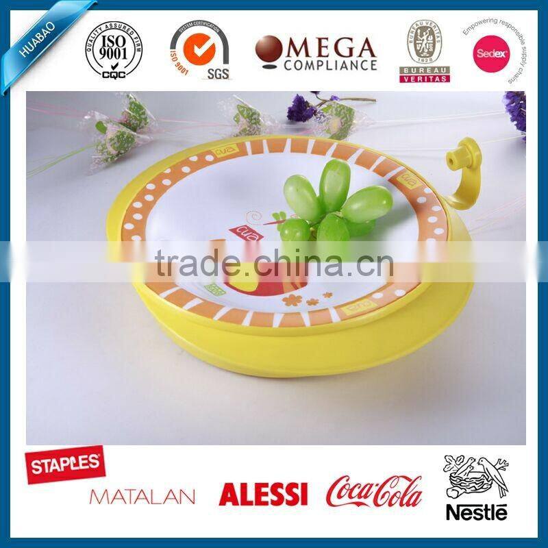 Blue color 100% melamine plate with pp underpan, Water flooding warmming baby bowl, meal prep containers