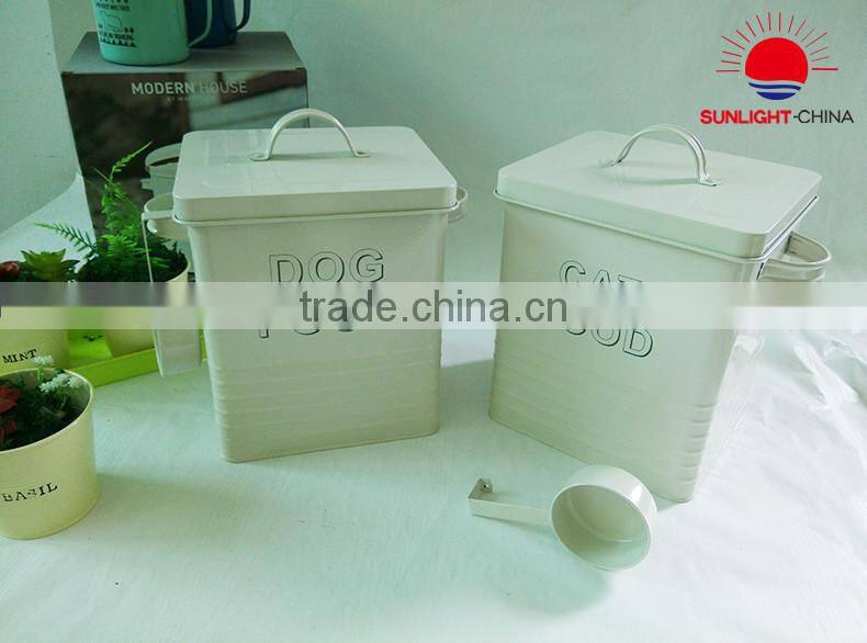metal dog food bucket pet food bin food container laundry bin with scoop