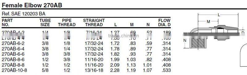 870 Female Elbow,Air Brake Fittings for Copper Tube, Brass valve