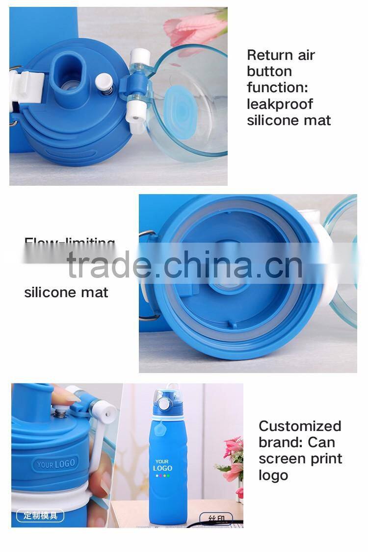 Silicone Foldable Water Bottle 550ml Outdoor Running Hiking