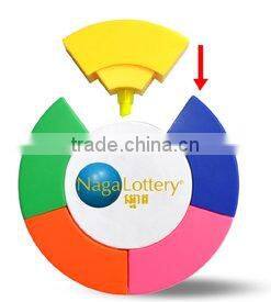 5 in 1 circle shaped promotional highlighter with big blank space for logo printing/circle truss for sale/circle-shaped highligh