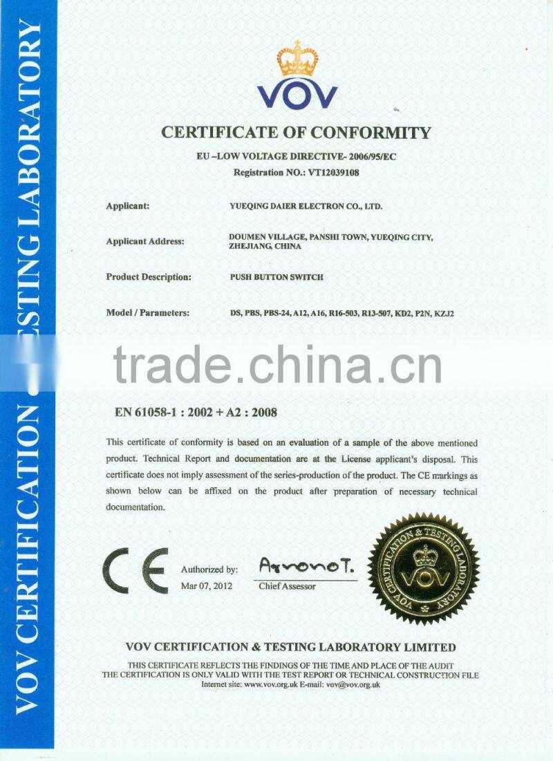 Daier 16mm Momentary Normally Open Spst Push Button Switch;PushButton