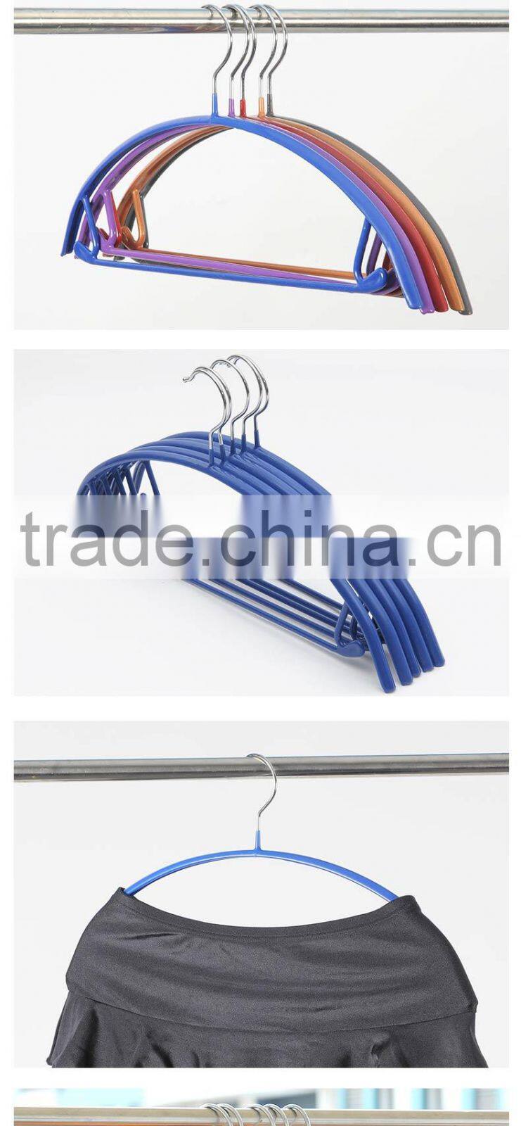 anti-slip plastic wrapped iron clothes hanger laundry rack-purple