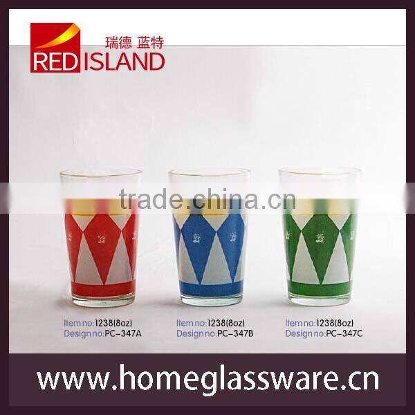 2015 OEM flower designs Screen printing glass cups/Wholesale beverage cup