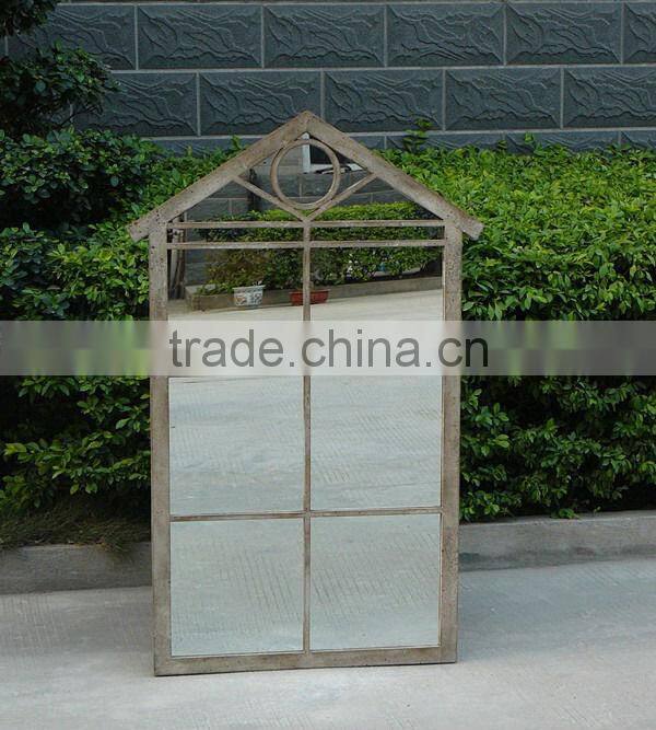 Metal frame antique window mirror