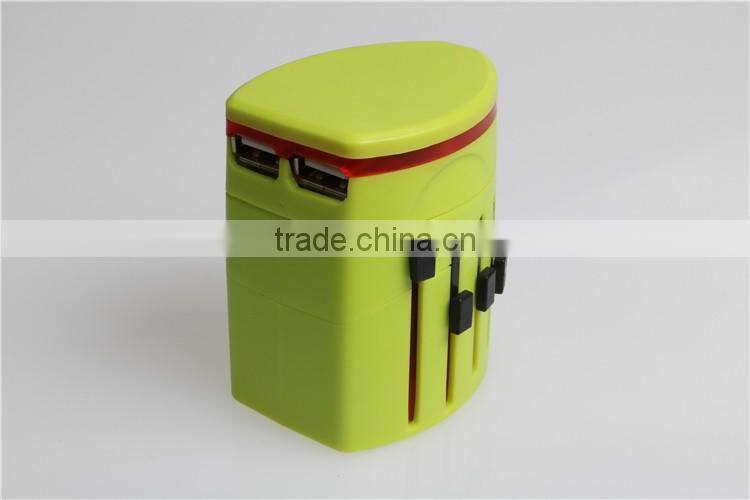 Hot selling dual USB universal adapter set with 100mA output travel adapter set with UK/EU/AU/US plug for mobile phone