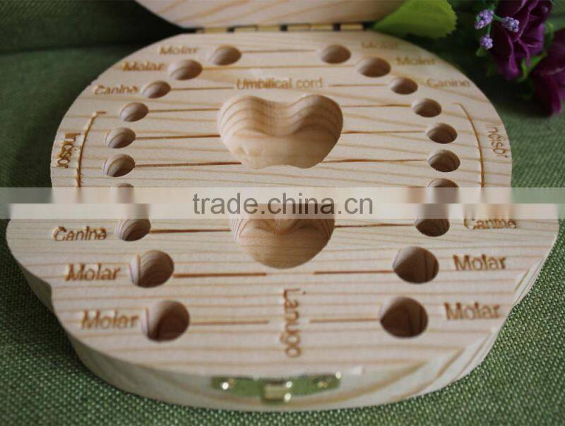 Special handmade laser engraving decorative wood Baby milk Teeth love storage box wholesales
