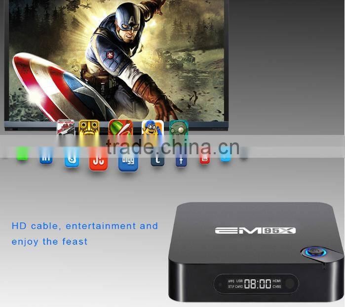 New Arrival EM95X Powerful 2GB/16GB Android 6.0 Marshmallow Quad Core TV Box, Amlogic S905X 4K TV Box For Wholesale