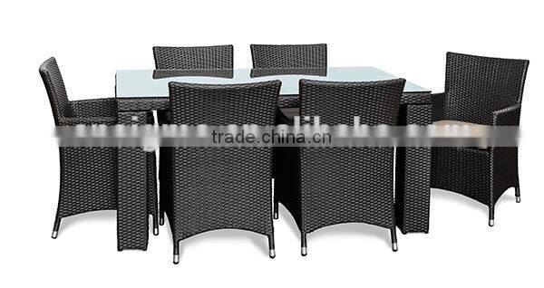2017 Sigma UV resistant weatherproof modern plastic rattan glass table for restaurant