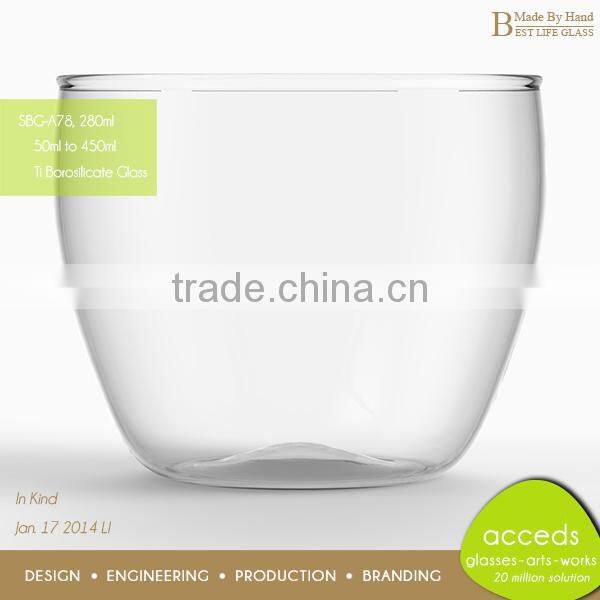Mouthblown Pyrex Glass Tumbler With Round Bottom