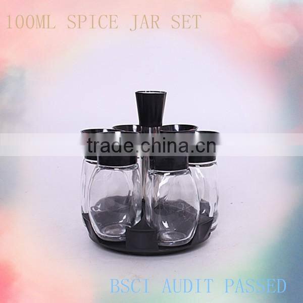 high quality glass spice jar set with rack
