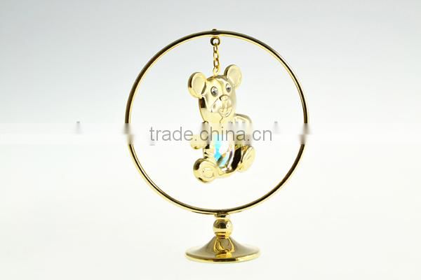 Latest Lovely Gold Plated Crystals Bear for Baby Gift Ideas