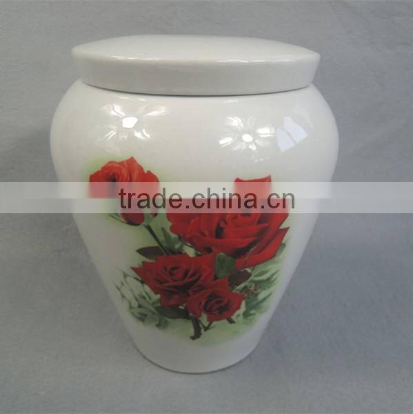 Blue ceramic flower urns for ashes suit for european desin
