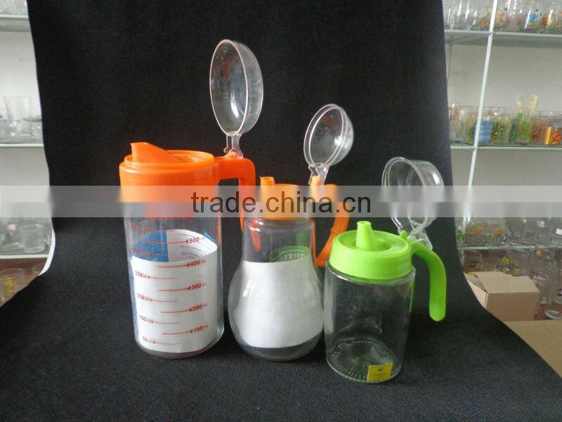 clear glass oil bottle