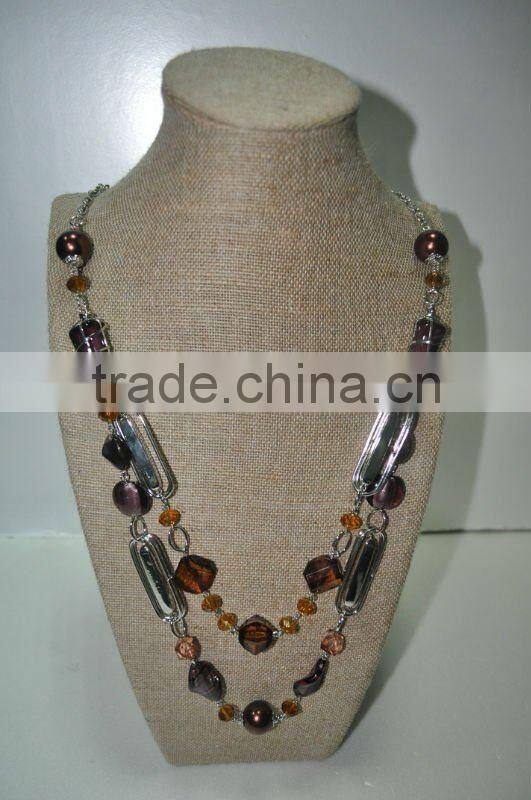 burlap bust jewelry display