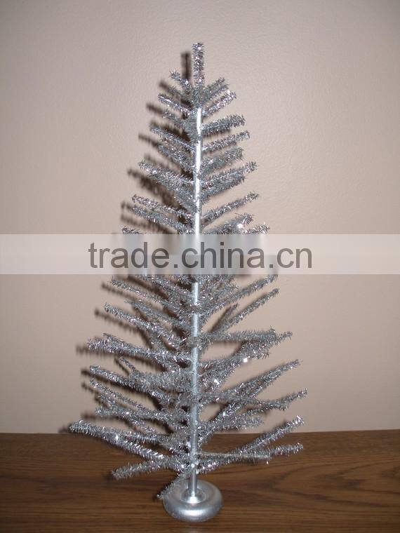 tabletop silver aluminum Christmas tree