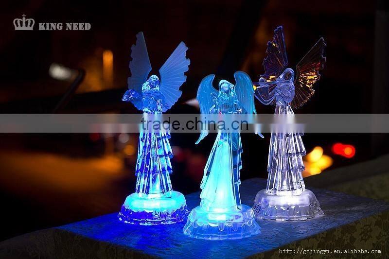 LED Acrylic christmas angel with instrument figurines