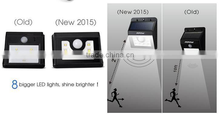 Solar PIR Sensor Lamp , 8Led Waterproof Wireless Security Solar Powered Wall Light Movement Activitive Light 3 Mode