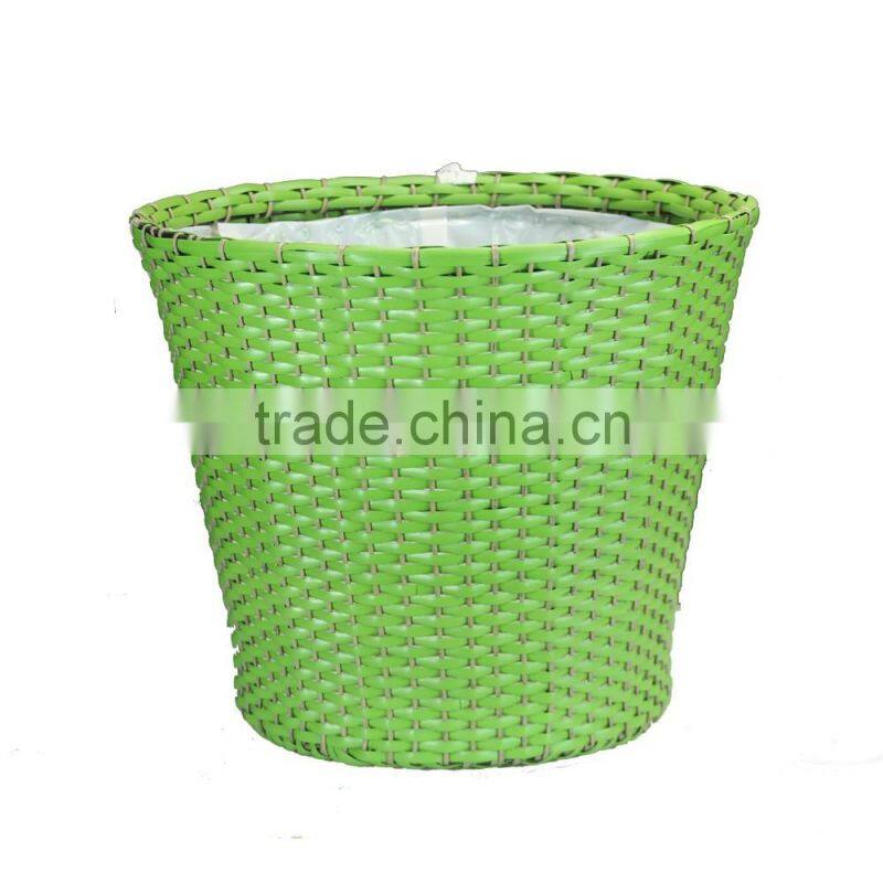 Large LightGreen Woven PVC Linner/ Storage Basket/Pot