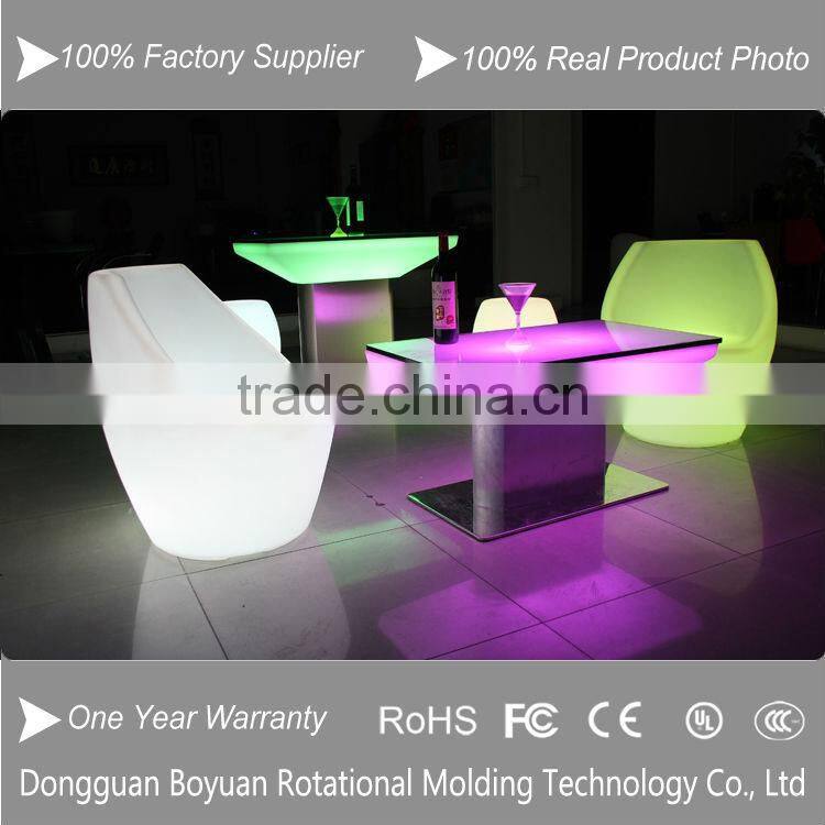 Outdoor rechargeable LED glow furniture with aluminum base