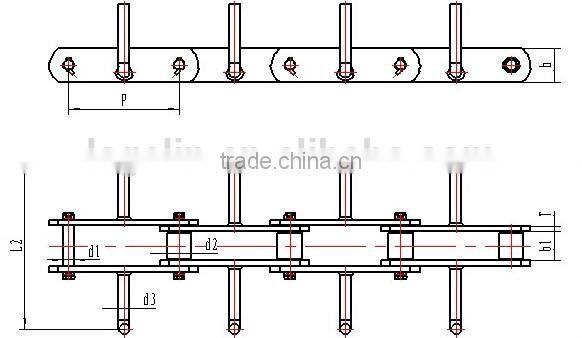 FU 270 heat treatment carbon steel scraper conveyor chain for cement conveyor