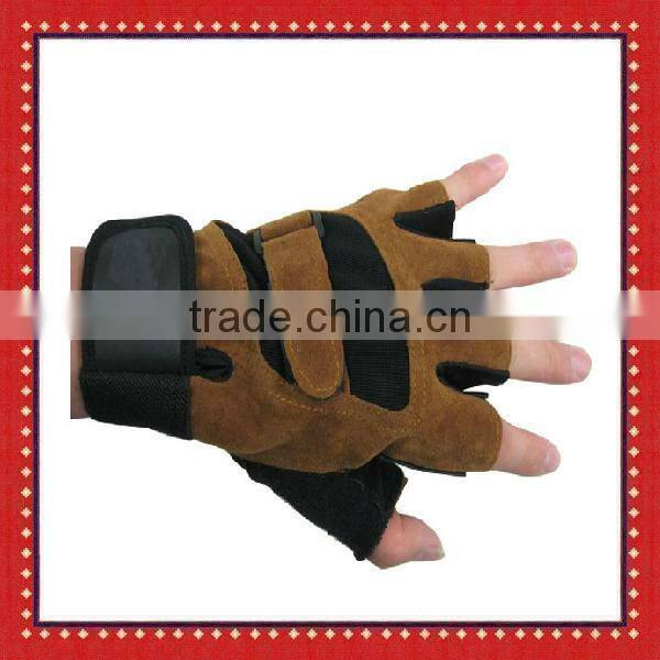 Black Suede Leather gym gloves