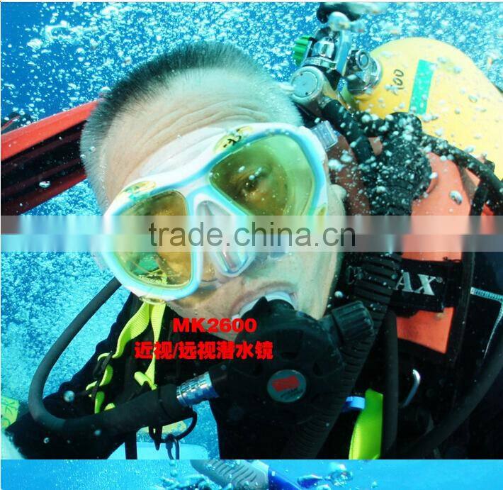 2016 latest scuba diving equipment, diving set, tempered glass diving mask with optical degree (OPT-2603)