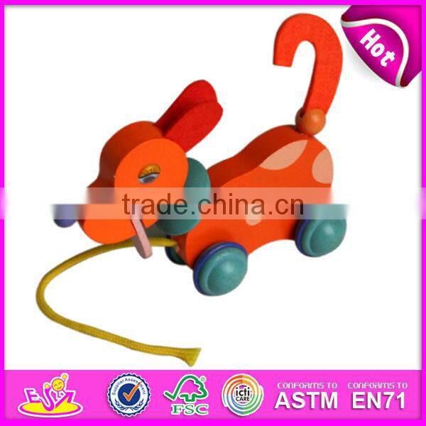 2015 Funny Kids Pull String Karting Toy,Dog design Children Wooden Scrat Pull Toy,Christmas wooden pull and push toy WJ276115