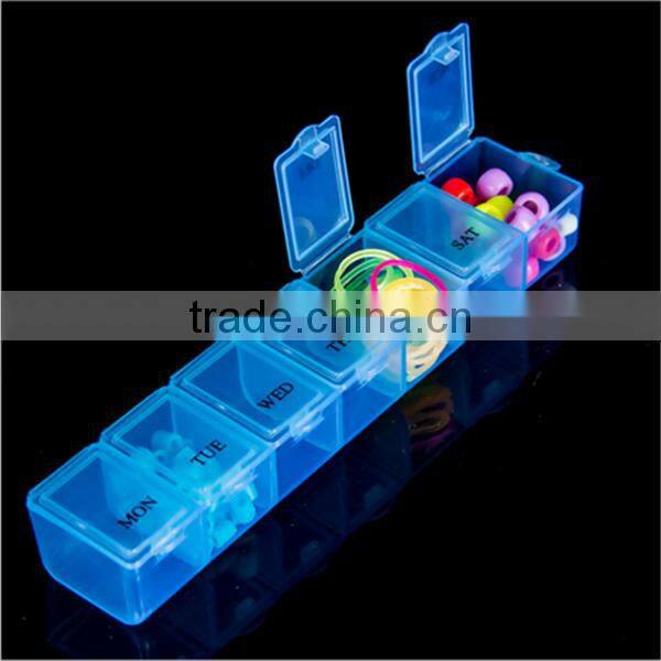 DIY plastic multifunction storage box/ 7 compartment pill box plastic/ custom non-toxic pp pill box