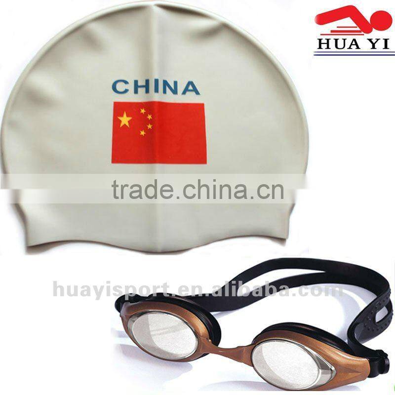 Professional colorful silicone national flag swim caps