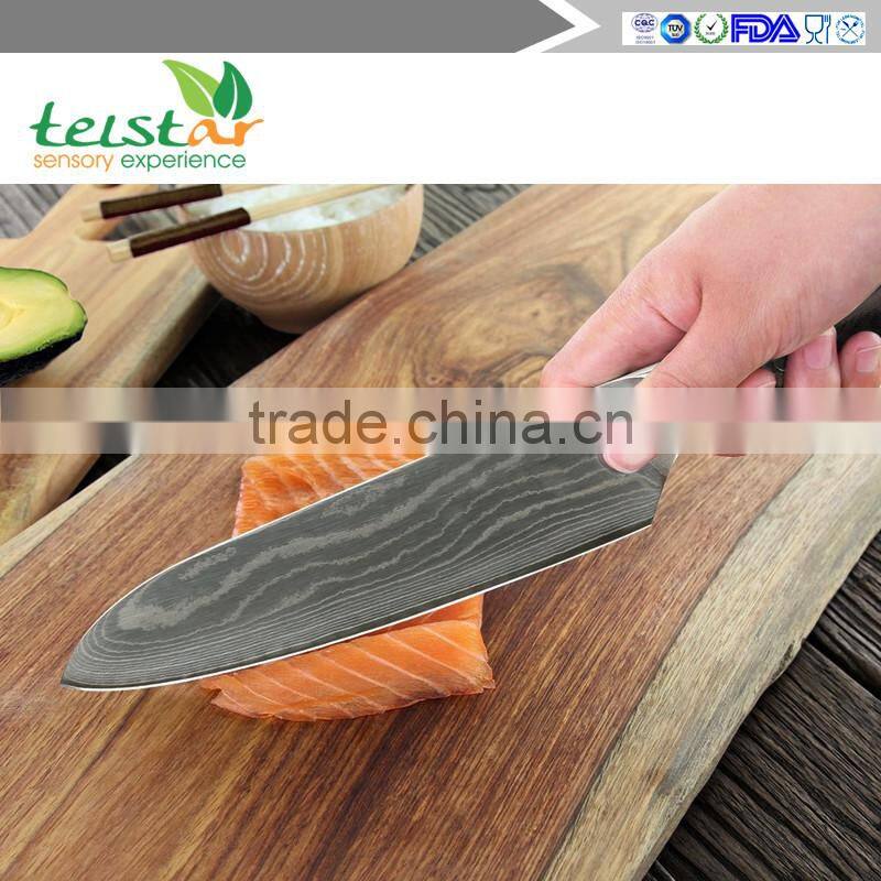 Damascus Santoku Knife - 7-inch VG10 Quality Damascus Steel, 67 Layers Full-tang Blade-razor Sharp with Protective Bolster