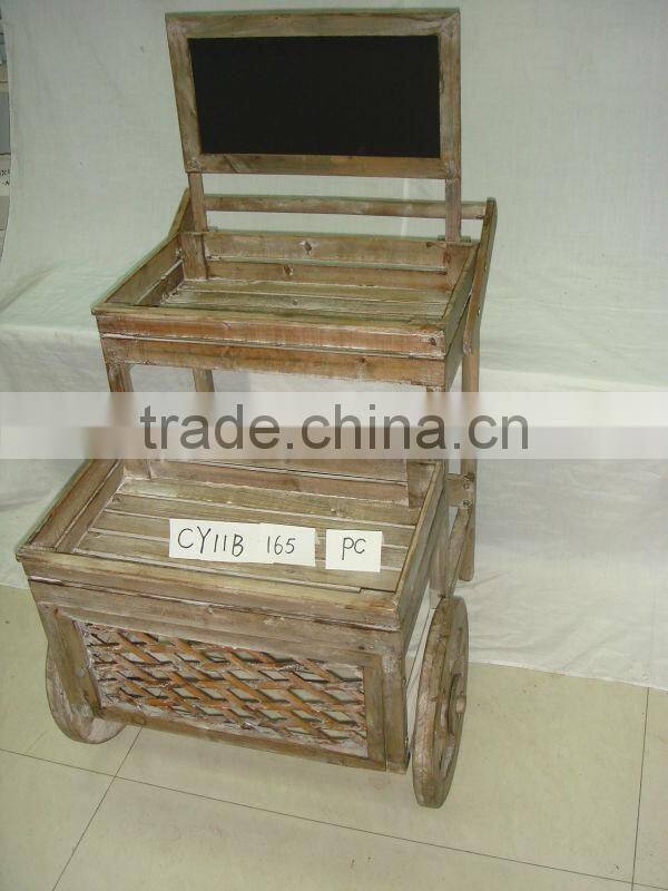 2 tiers Antique Wood Flower Display Stand with blackboard