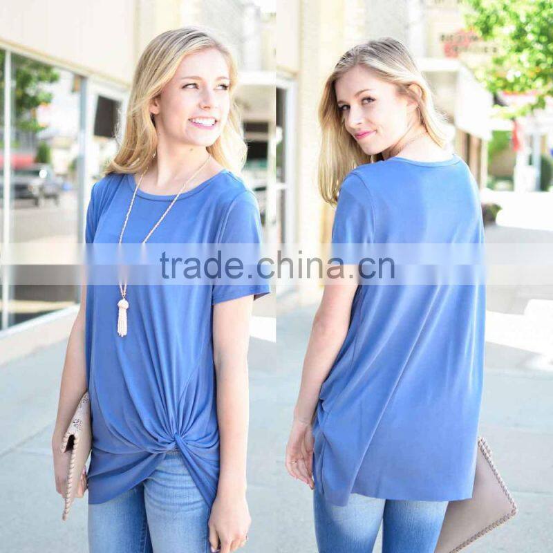 lady shirt 2017 Short Sleeve Round Neck Knot Top trend t shirt