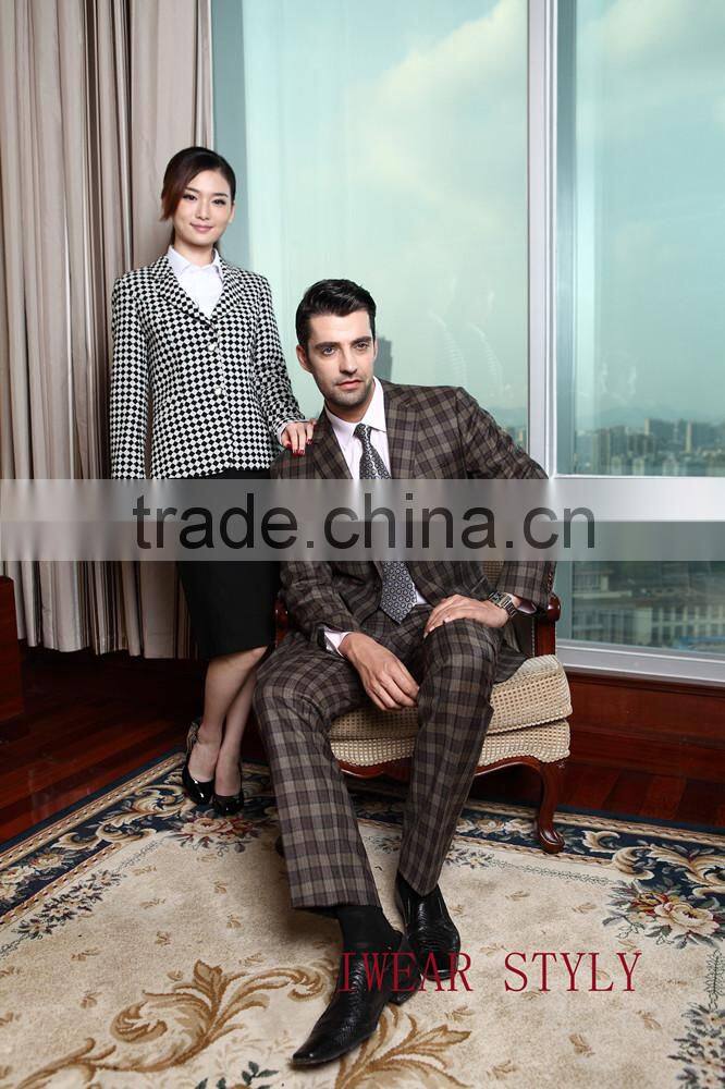 High quality woolen business suits/ checked italy style suits for men