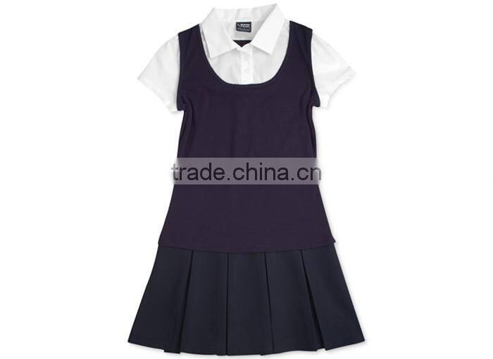 Girls' or Little Girls' Uniform 2-in-1 Pleated Dress