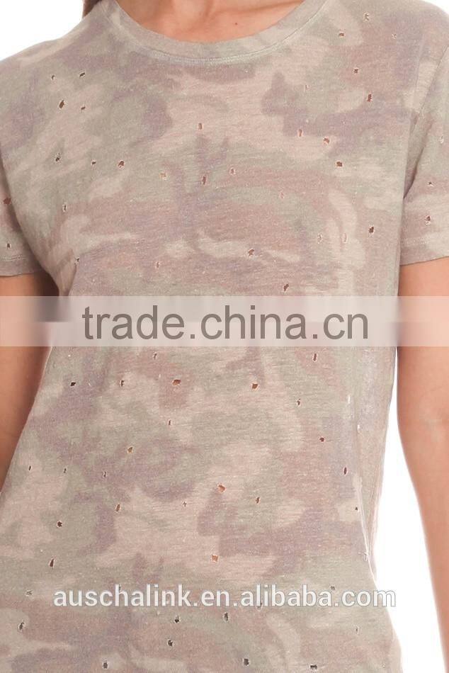 best selling lady sublimation camo t-shirt customized cheap price