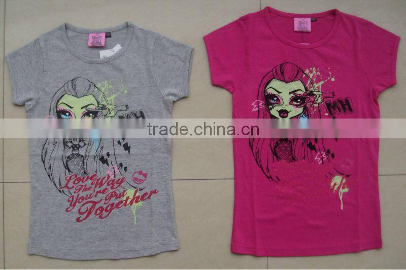 girls monster t-shirt. glitter printed girls short sleeve cotton t-shirt