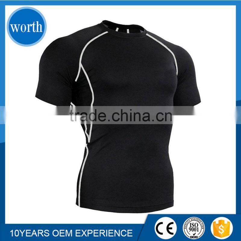 Fitness Shirt Men's Short Sleeve Running Workout Compression Base Layer Shirt
