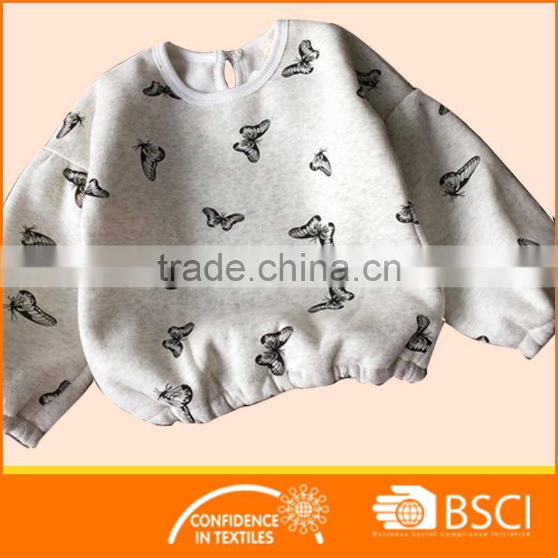 2-8 Y Girls Butterfly Nice Printed New Design Fleece Head Sweater