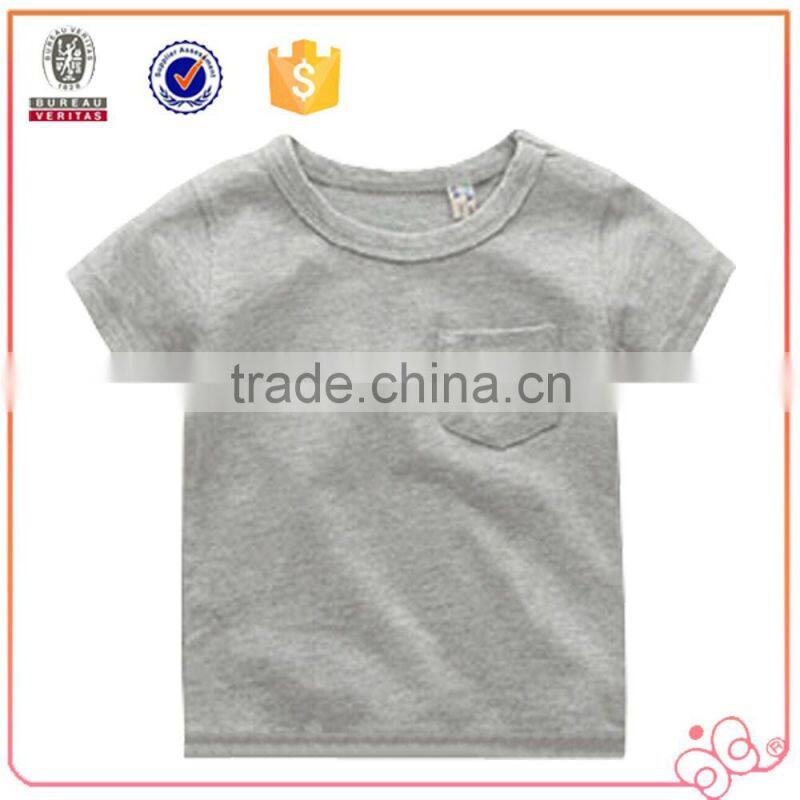 China apparel supplier factory direct printed custom kids clothes child t-shirt with pocket
