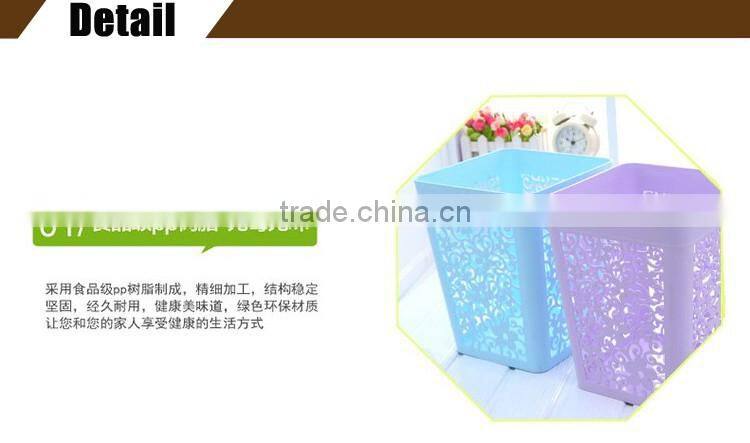 Flower design Trash can office square plastic waste bin in purple