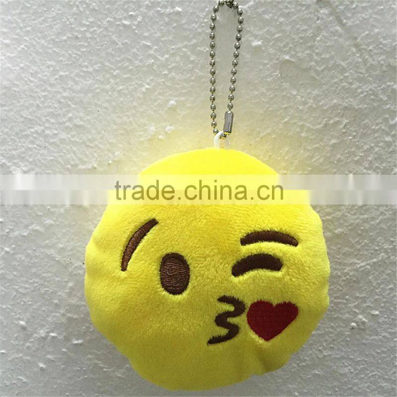 2016 Popular cheap Stuffed Plush Soft Toy Key Chains Yellow emoji keychain