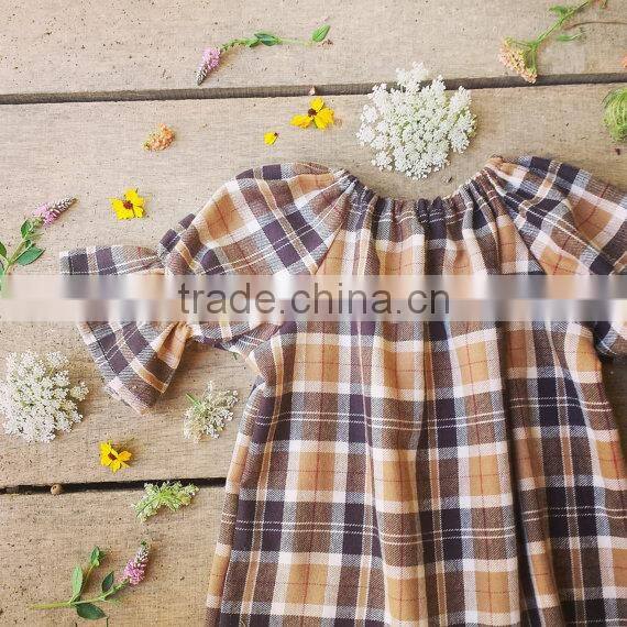Hot selling children clothes frock design plaid 100% cotton fancy kids summer dress