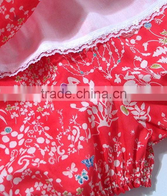 New Design OEM 100% Cotton Woven Printed Baby Girl Clothes Set