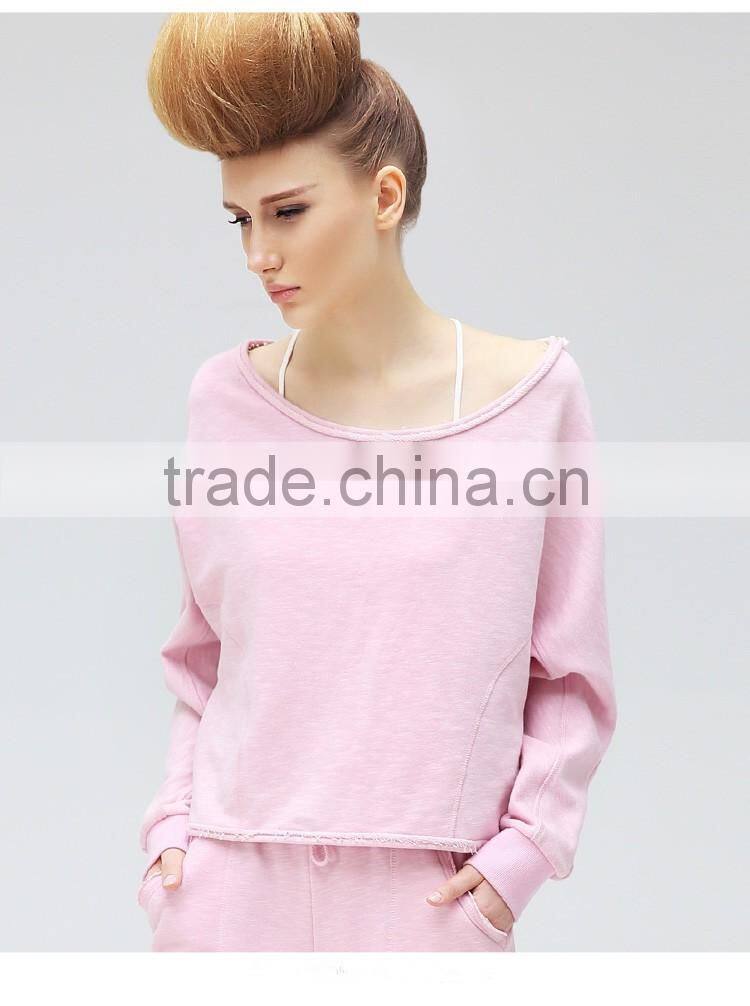 2016 fashion spring sets thin fleece/new sport loose bomber pull over fleece/big collar pink rose fleece