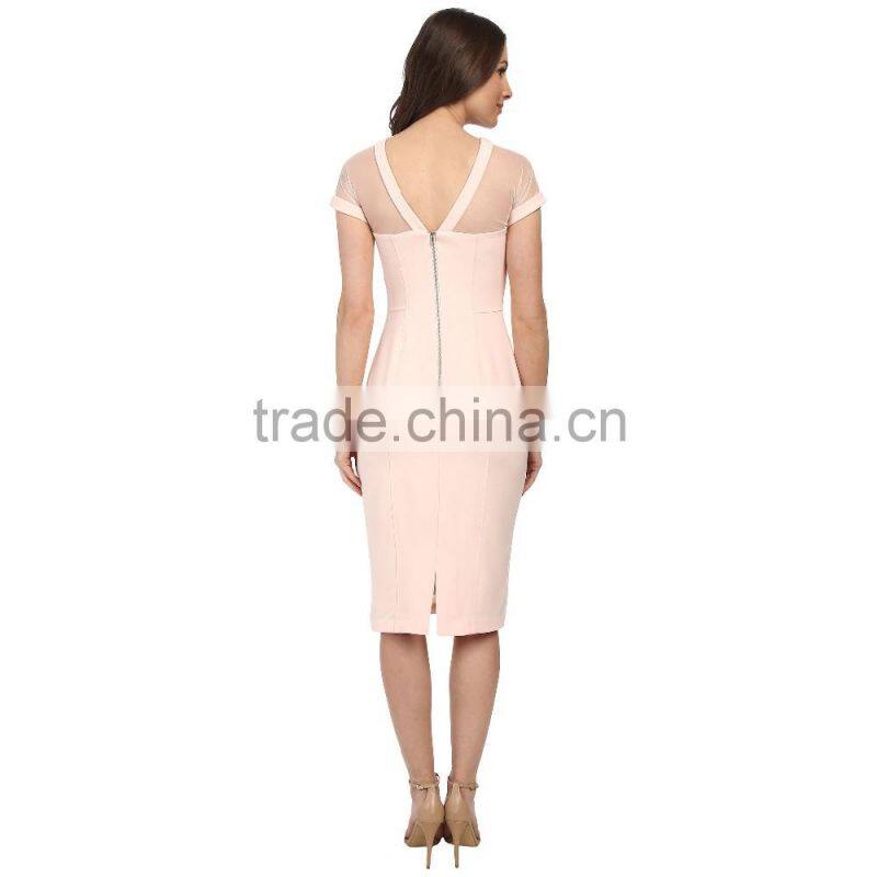 latest design fashion plain formal dress tight with lace custom made