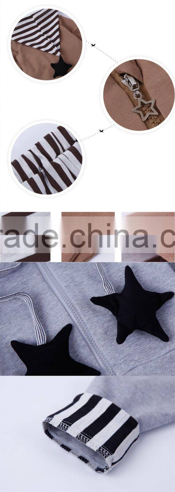 High quality kids clothing sets brown cardigan children hoodie set