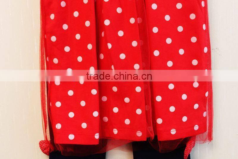 Wholesale Fashion Design Polka Dot Baby Girls Summer Dress Set Knitted 100% Cotton Dress 2 Pcs Set TP-7958