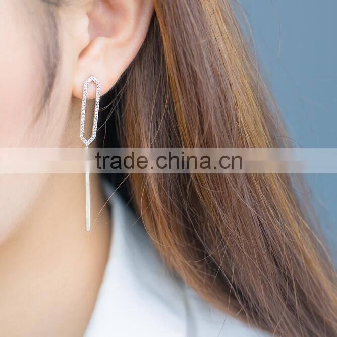 F20063N Silver Irregular geometric shape Diamond Earring